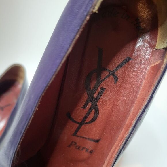 YSL Paris Vintage 2Tone Purple Leather Heels - Picture 13 of 16